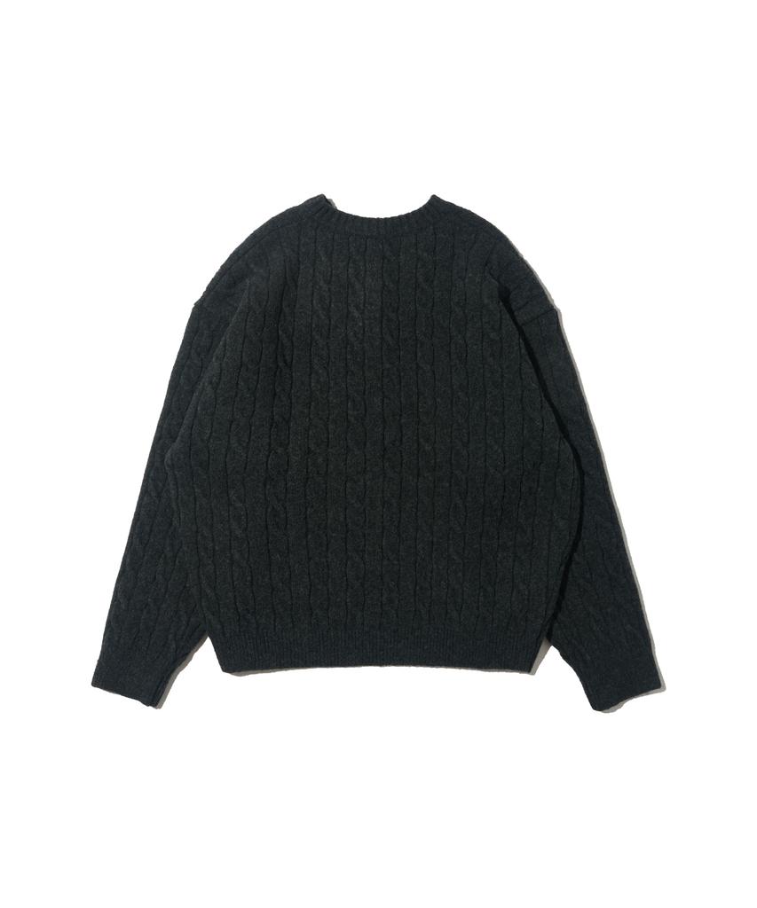OTHERFITS Oversized Henley Neck Cable Knit (Black)