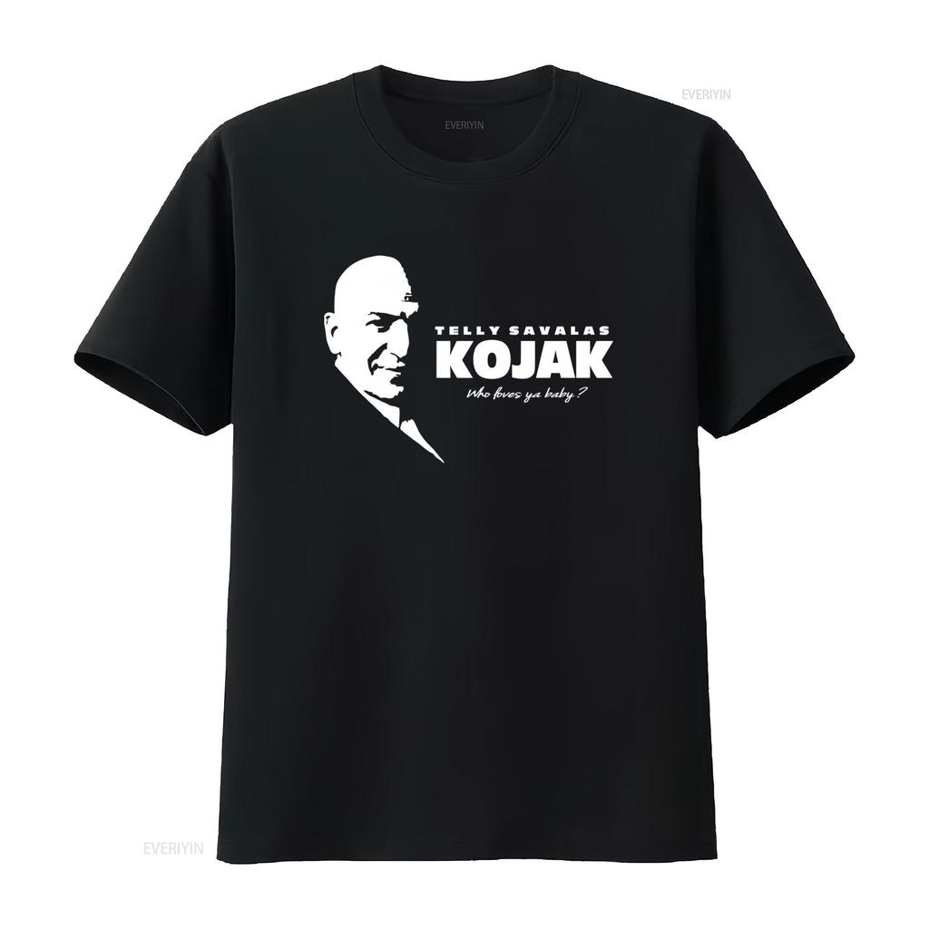 KOJAK Telly Savalas Detektiv T-Shirt 100% Baumwolle Hohe Qualität Wer liebt dich Baby Print vintage Gewaschen Mann Dehnbar Vielseitig