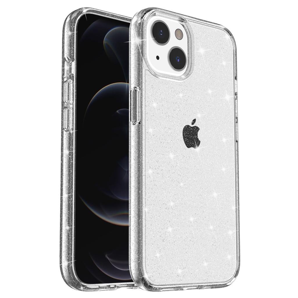For iPhone 15 Bump Proof Protective Case Sparkly Glitter Hard PC+Soft TPU Phone Cover