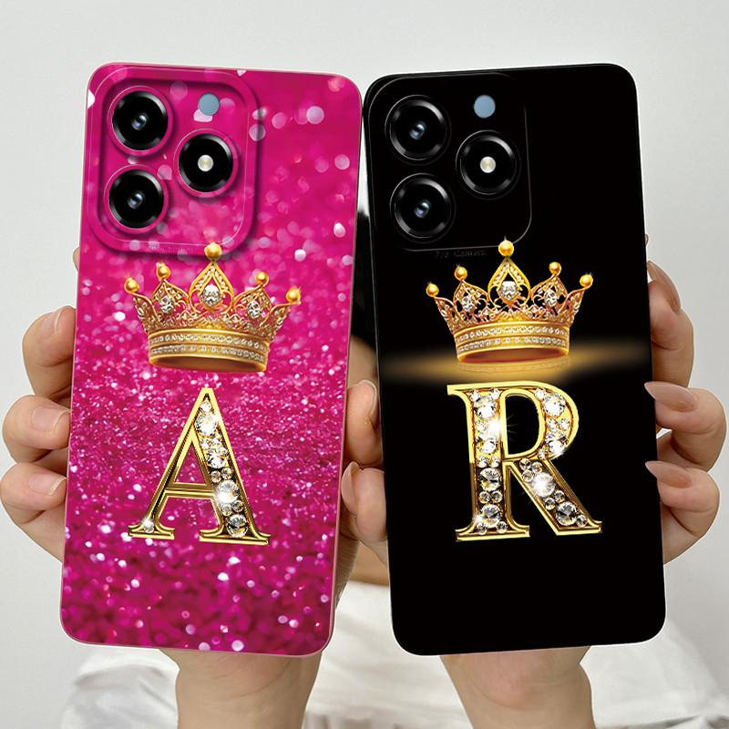 Kronenbuchstaben Handyhülle für OPPO Realme C61 4G 6,74" RMX3939 C 61 C63 Narzo N63 Hülle Quadratisch Flüssigsilikon Weiche Stoßfängerabdeckung