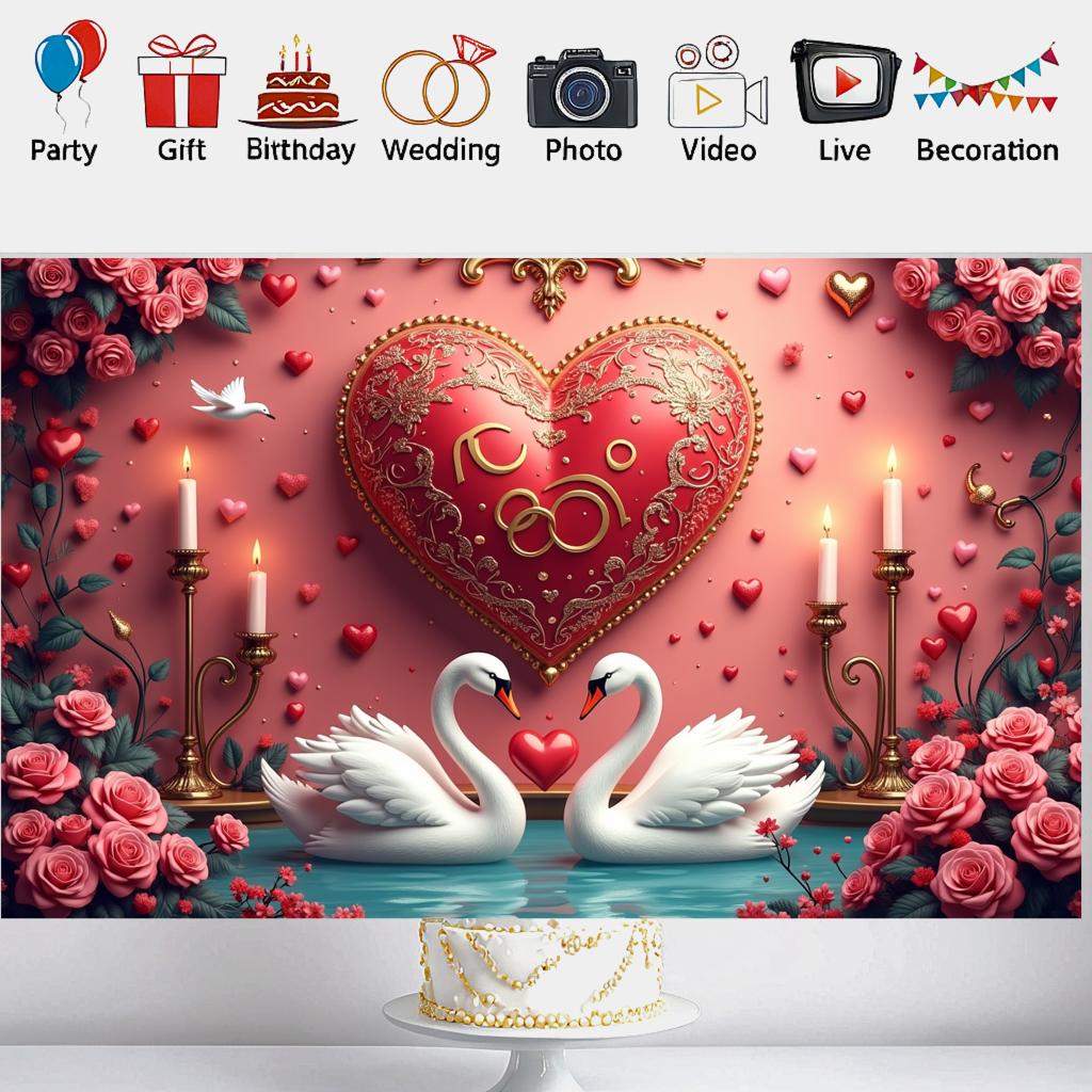 Herzförmige Romantische Dekoration Schönes Hintergrundbanner Rosen-Thema Hochzeitshintergrund Charmante Party-Kulisse für Party
