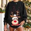 Women's Christmas Reindeer Print Round Neck Hoodie