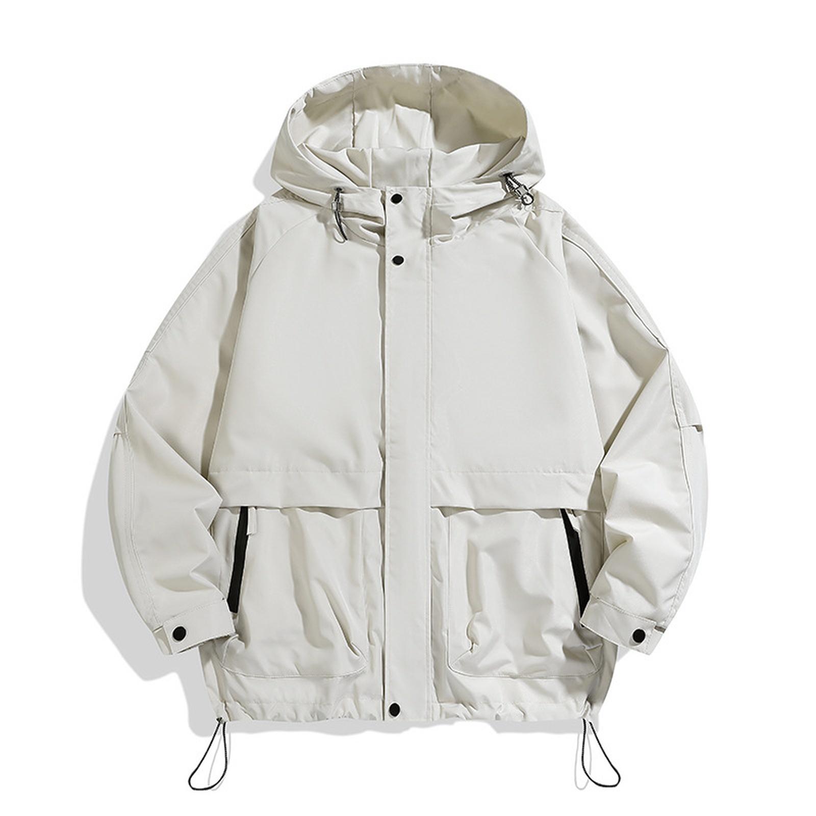 

Мужская повседневная водонепроницаемая ветровка с капюшоном для улицы, ветровка-штормовка с капюшоном XL белый