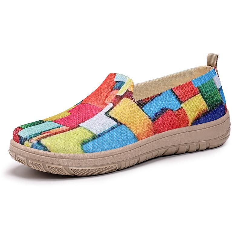 Women's Summer Casual Shoes, Plus-size Women's Shoes, Color-blocked Cloth Shoes, Single Shoes on One Foot