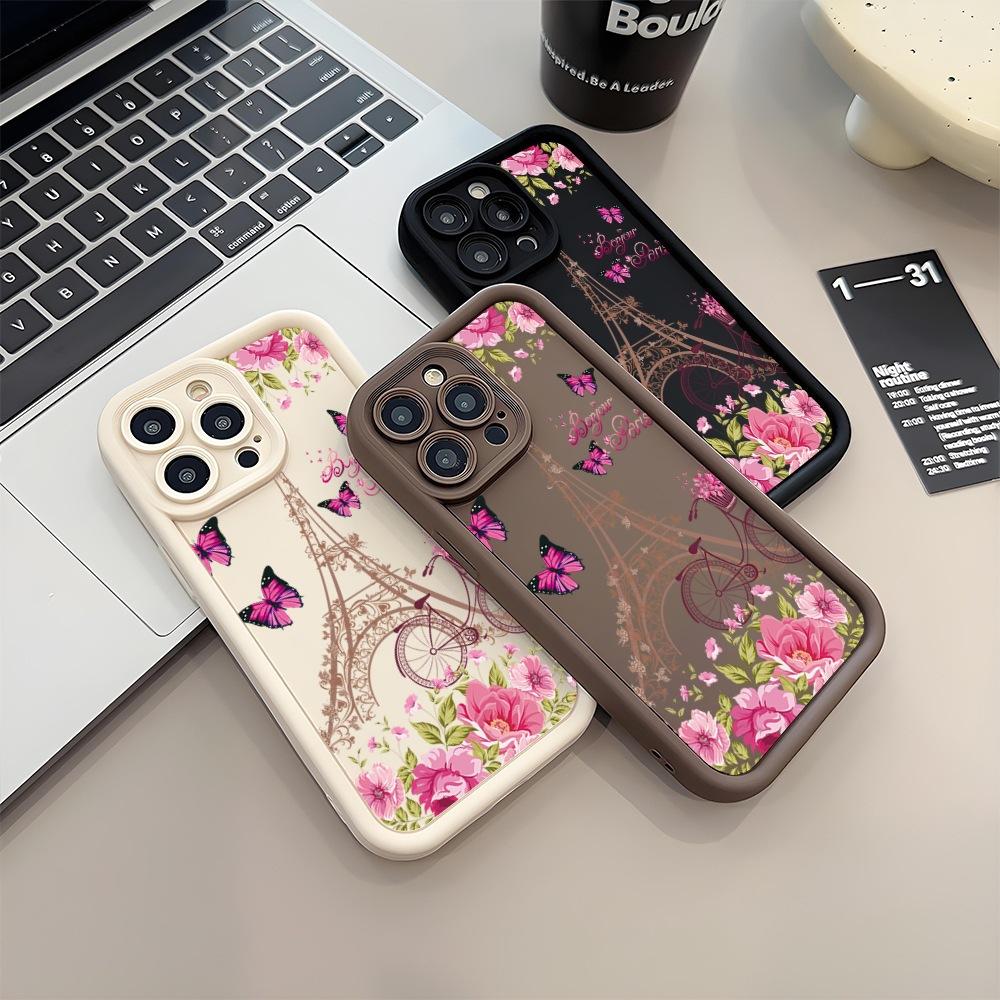Applicable to Apple 16Promax European and American hot-selling soft case 14pm flower butterfly 15 painted IP13pm mobile phone case 11