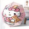 Hello Kitty,Bow Automatic Folding Umbrella-Simple 8-Rib Design, Bright Cartoon Pattern, Durable Iron Frame, Suitable For Travel, Outdoor, Be