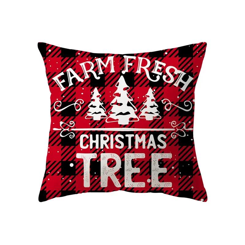 Merry Christmas Decorative Print Pattern Cushion Cover Home Living Room Sofa Decoration Square Polyester Pillow