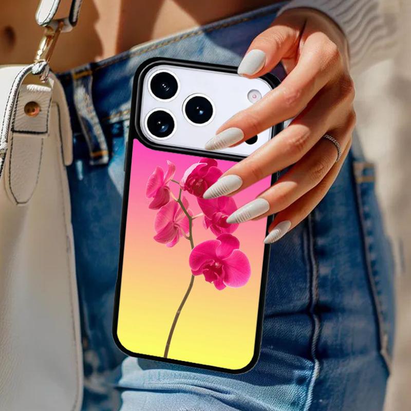 Orchid Flowers Colorful soft Phone Case For iPhone 17 Air 14 15 13 12 Max Cover For Apple 16e 11 Pro Max Plus Coque