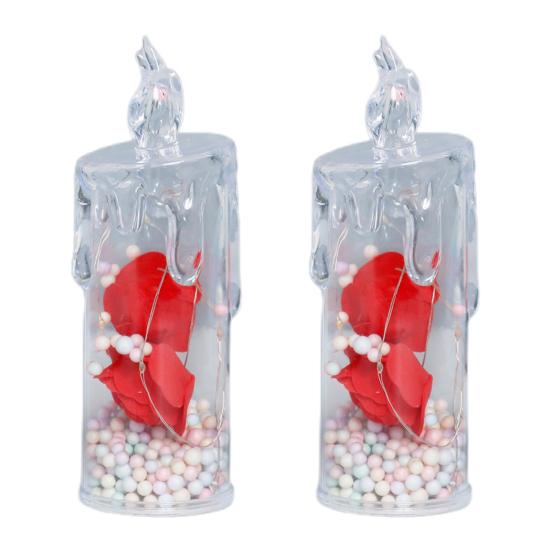 1Pc/2Pcs Eternal Flower Flameless Candles LED Flickering Pillar Candles Valentine's Day Night Light for Wedding Home Decor