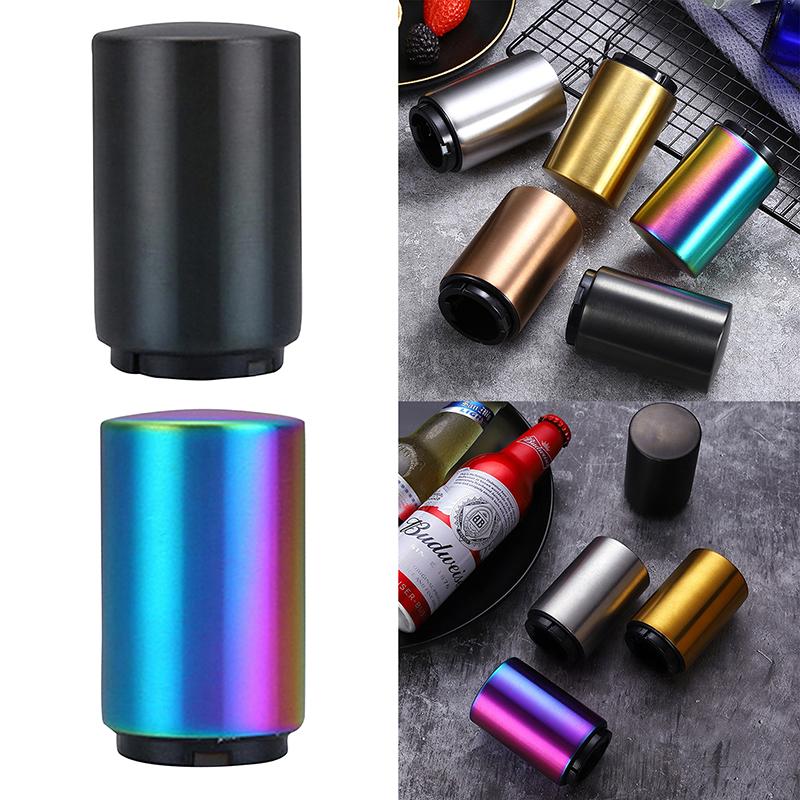 Magnetic Bottle Opener Beer Cap Shooter Automatic Stainless Steel Magnet Wine Press Open Bartender Tool for Kitchen Home Bar