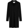 Embroidered Letter Slim Fit V-Neck Long Sleeve Dress Women Dresses Space-Black J222326