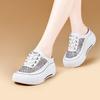Summer rhinestone mesh breathable little white shoes women's popular mesh thick sole heightening muffin bottom casual half tray