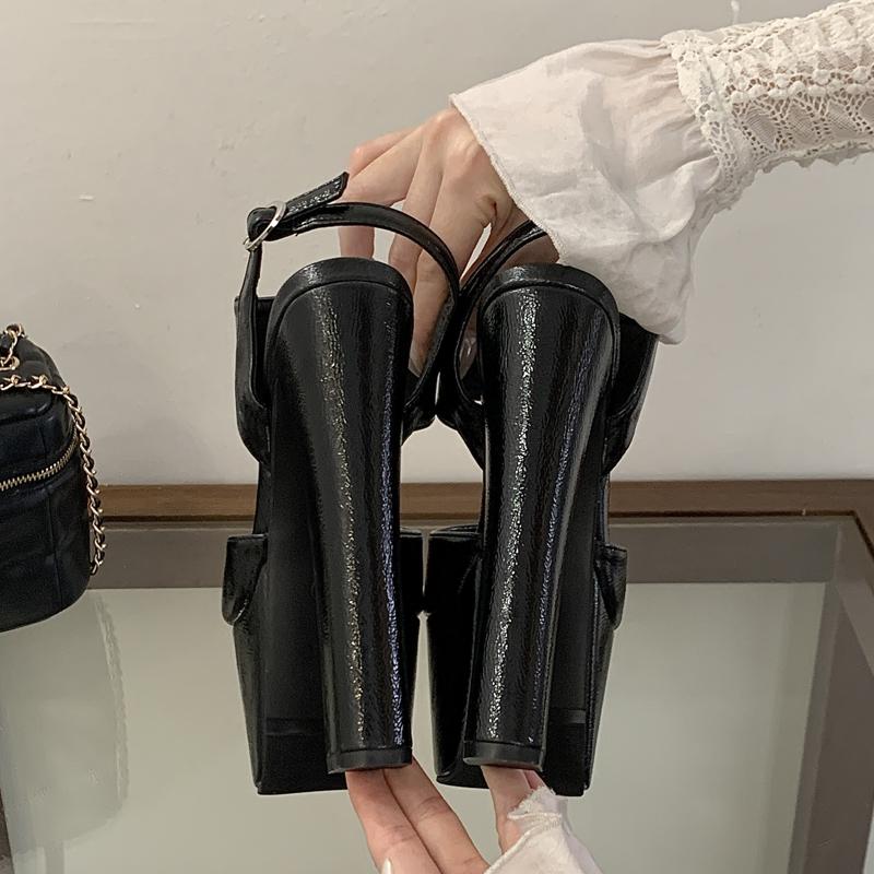 Eilyken Summer Fashion Open Toe Buckle Strap Sandals Women Extreme Platform Square Heels Shoes
