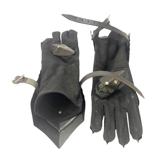 Svarte Antikke Gauntlets Stål Middelalder Armor Hansker LARP Metal Gauntlets