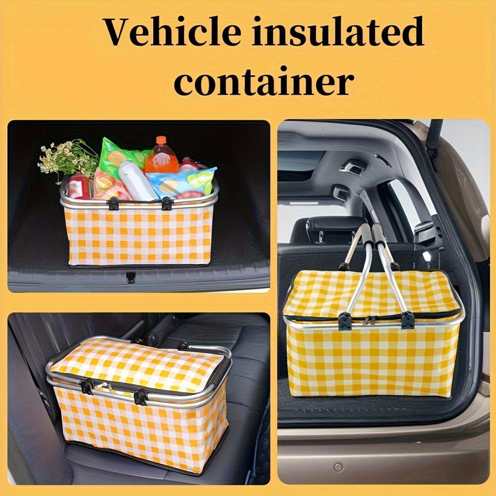 1 Stück zusammenklappbarer Picknick-Aufbewahrungskorb, tragbare isolierte Aufbewahrungsbox mit Metallgriff, heiß und kalt, großer zusammenklappbarer Aufbewahrungskorb