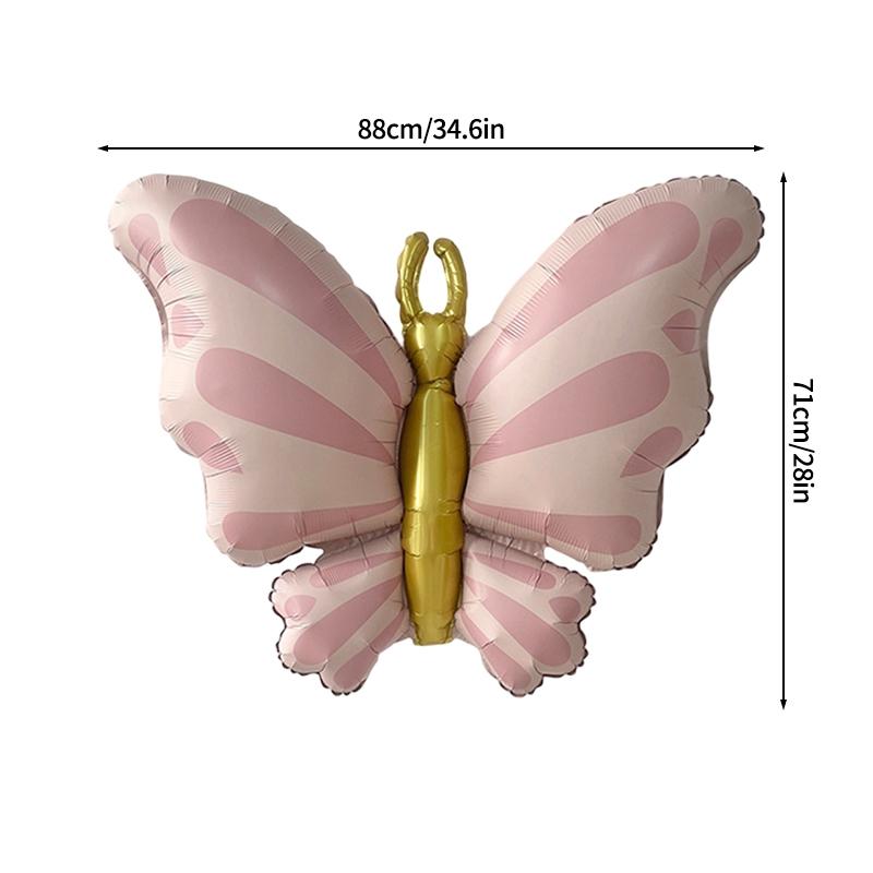Pink Butterfly Birthday Balloons Aluminum Film Balloon  Heart Shaped Balloons with Bow Wedding Party Baby Shower Supplies Globos