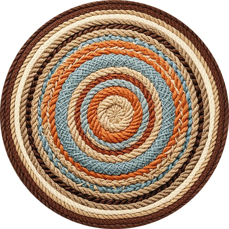 Swivel Chair Floor Mat Retro Ethnic Style High-end Sofa Coffee Table Mat Light Luxury Round Cloakroom Dirt-resistant Living Room Carpet