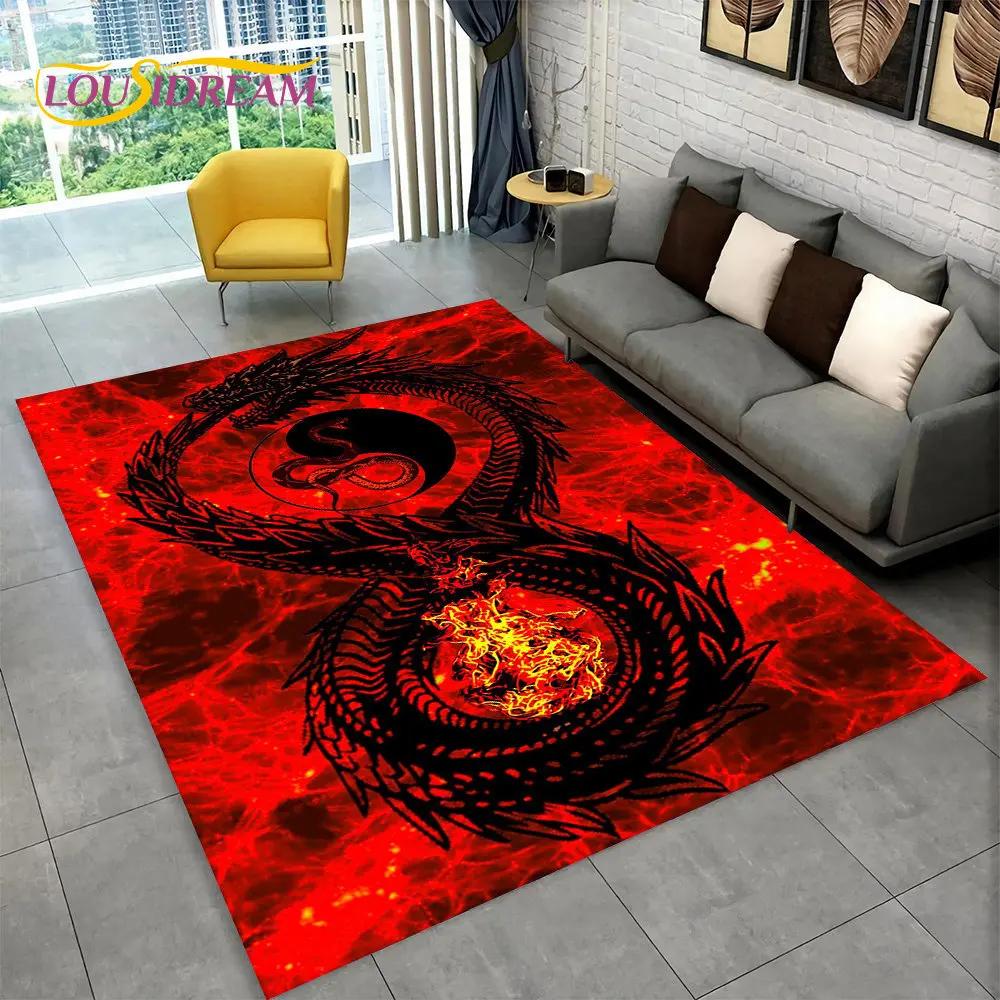 Duży dywanik z motywem smoka z kreskówek, dywanik do salonu, sypialni, sofy, wycieraczka, dekoracja kuchni, dzieci bawią się antypoślizgową matą podłogową