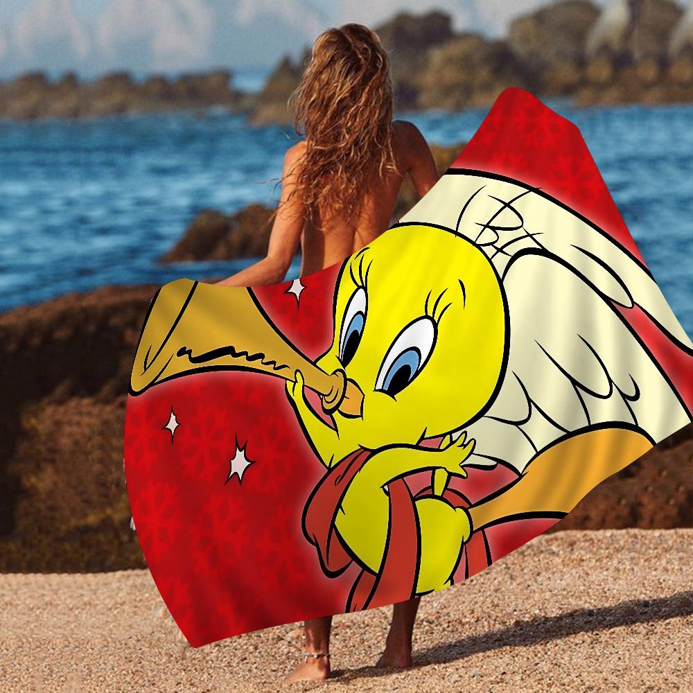 Yellow Cartoon T-Tweetys Bird Beach Towels Shower Towel Sauna Travel Spa Microfiber Quick Dry Gym Accessories Cute Room Decor
