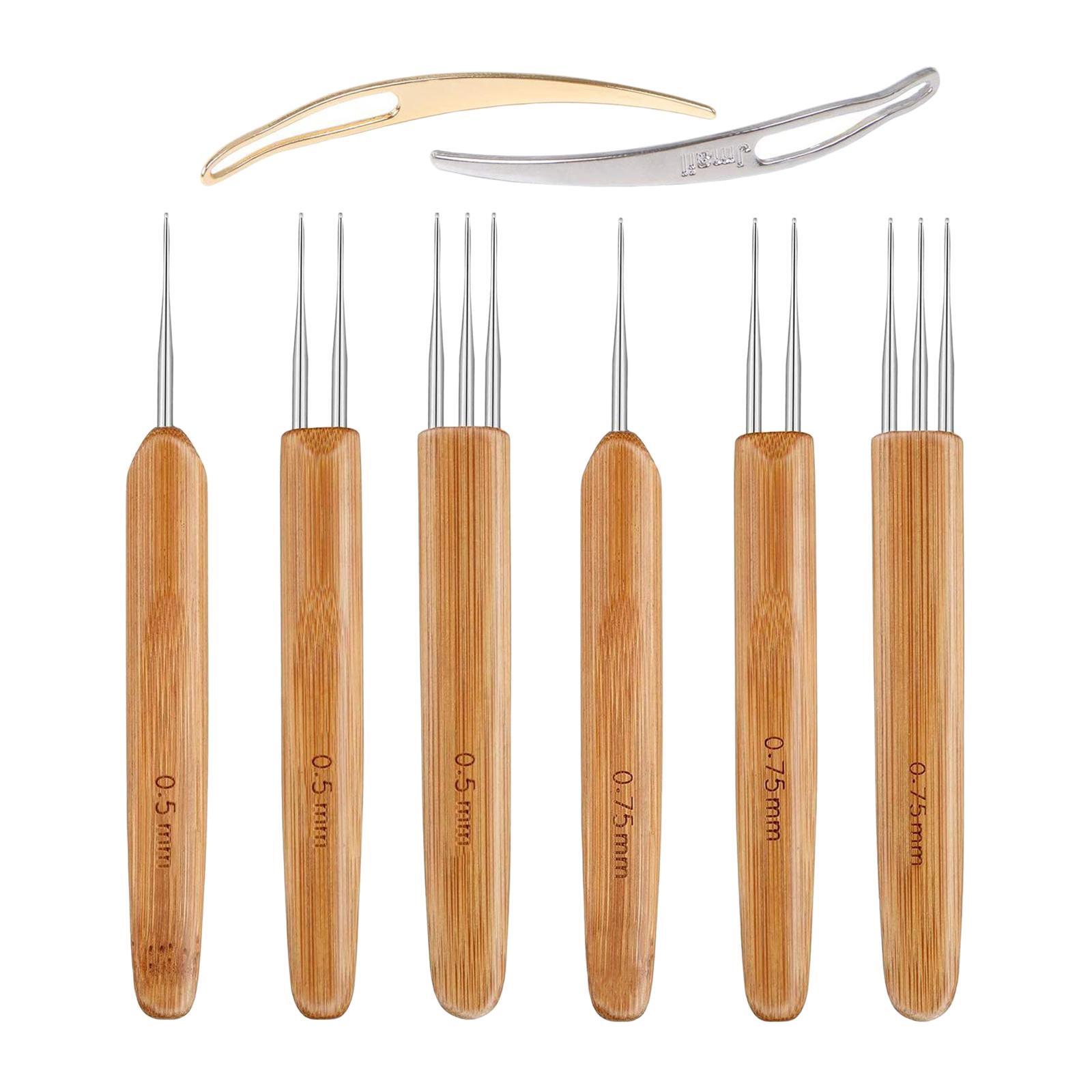 

Hook Dreadlock Hair Tool Braiding Making Bamboo Needle 8Pcs Handle Crochet