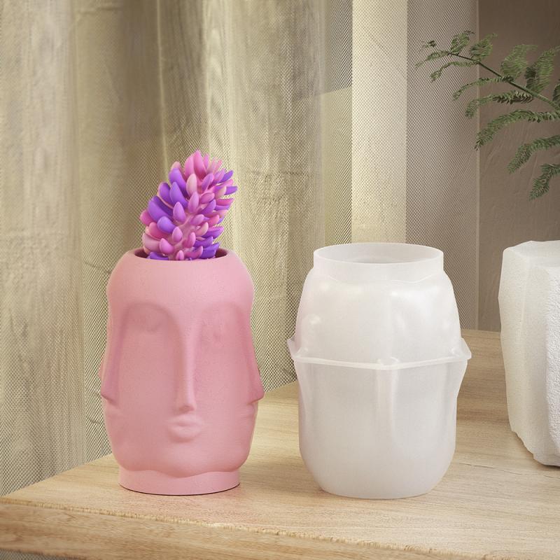 Face Silicone Candle Holder Mold Diy Cement Candle Holder Tank Concrete Succulent Flower Pot Mold Gypsum Mold