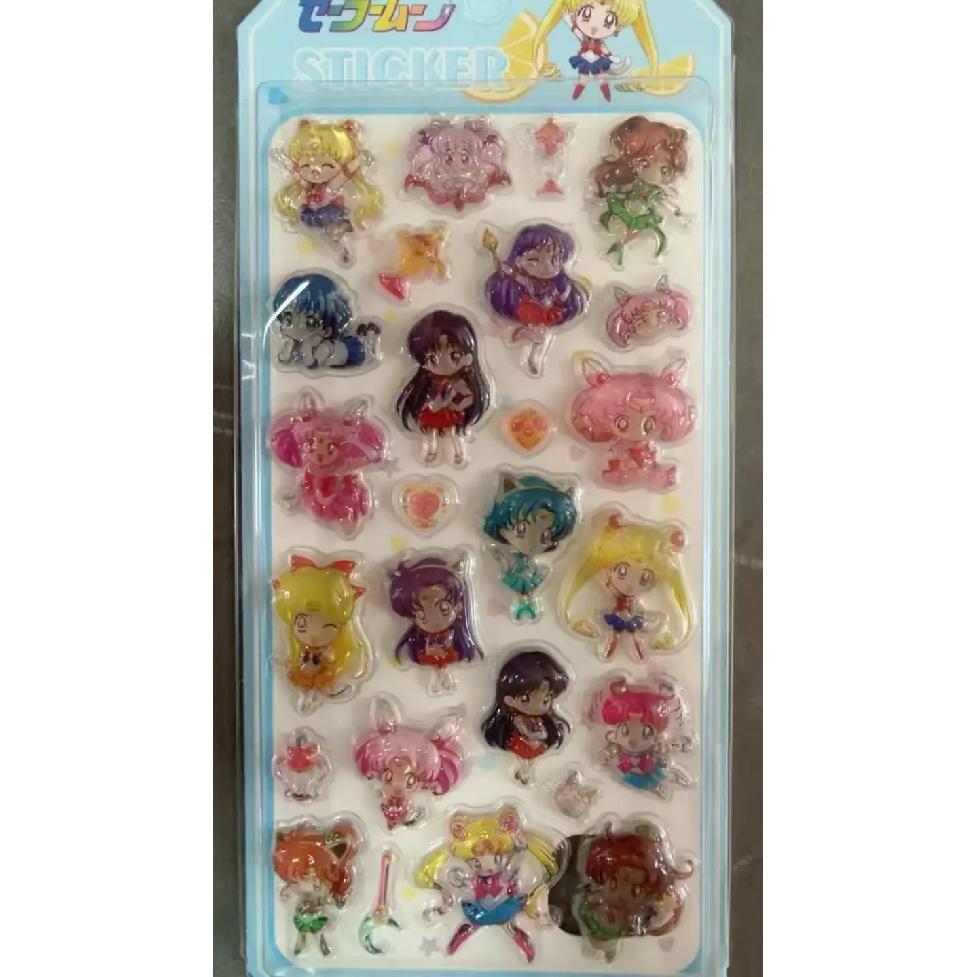 Set of Four Relief Stickers Pretty Guardian Sailor Moon Cartoon Anime Diy Phone Case Computer Birthday Gifts for Boys and Girls
