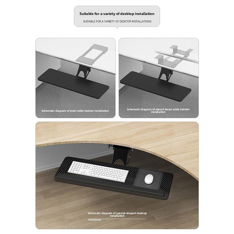 Ergonomic Keyboard Stand with Sliding Drawer Mouse Tray Desk Extension Rotating Support Arm for Home Office Computer Desk