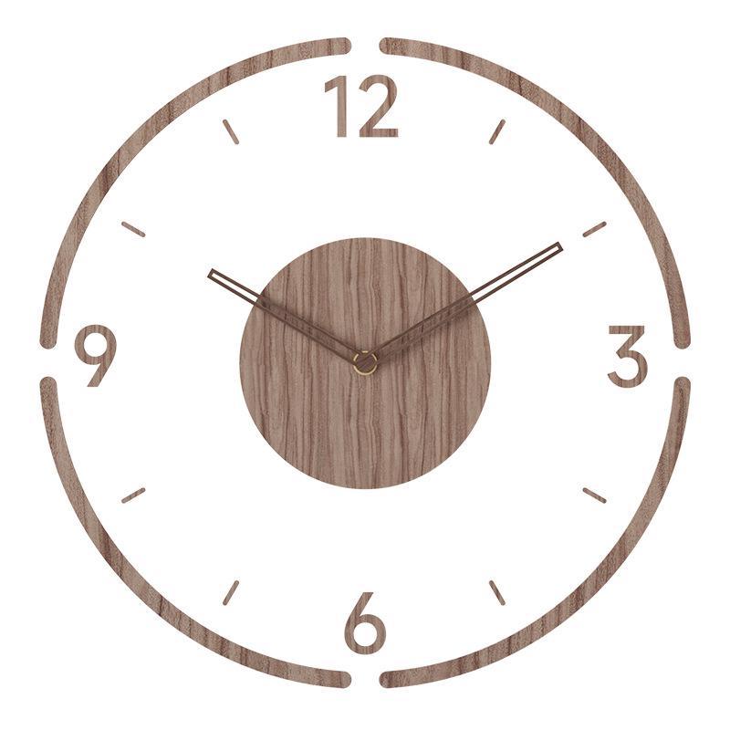 2022 Nordic Solid Wood Silent Quartz Wall Clock for Living Room