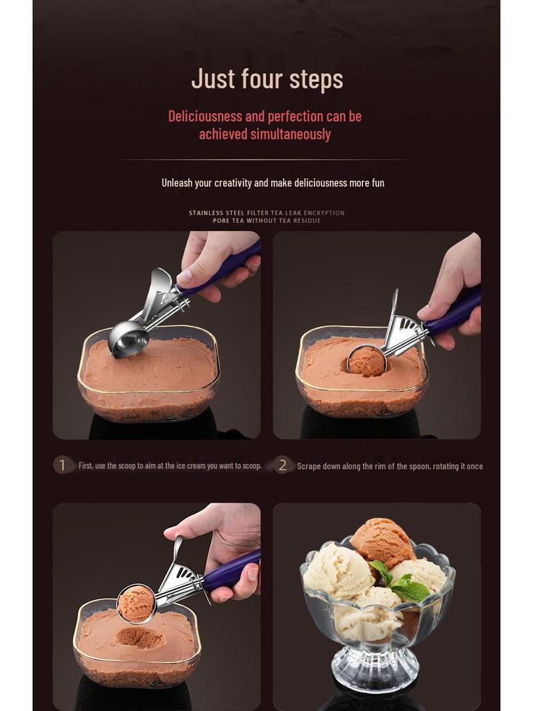 Stainless Steel Ice Cream Scoop and Dessert Spoon