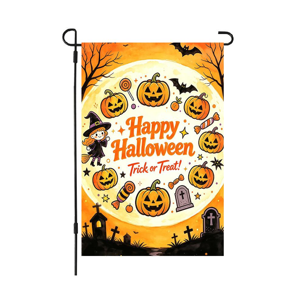 Halloween Garden Flag Linen Double Sided Yard Decoration Flag (2pcs)