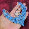 Blue Chalcedony Handmade Gemstone Necklace, 925 Solid Sterling Silver Necklace Antique Jewelry, For Thanksgiving