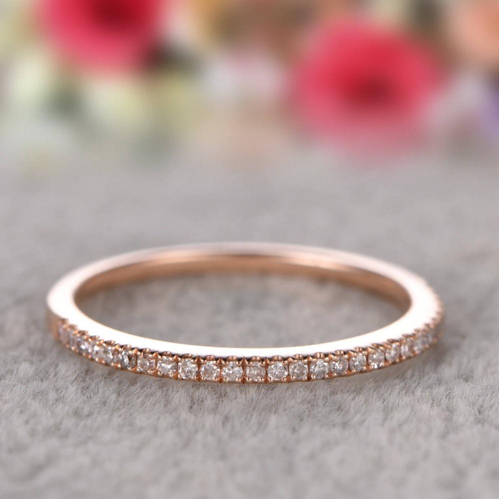 

Rose Gold Plated Single Row Diamond Ring for Women Couple Matching Band Stylish Jewelry no. 6 розового золота