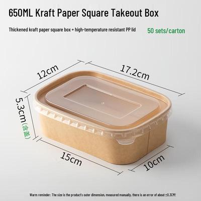 Yudefeng Einweg-Kraftpapier-Mahlzeitenvorbereitungsbox mit PP-Deckel