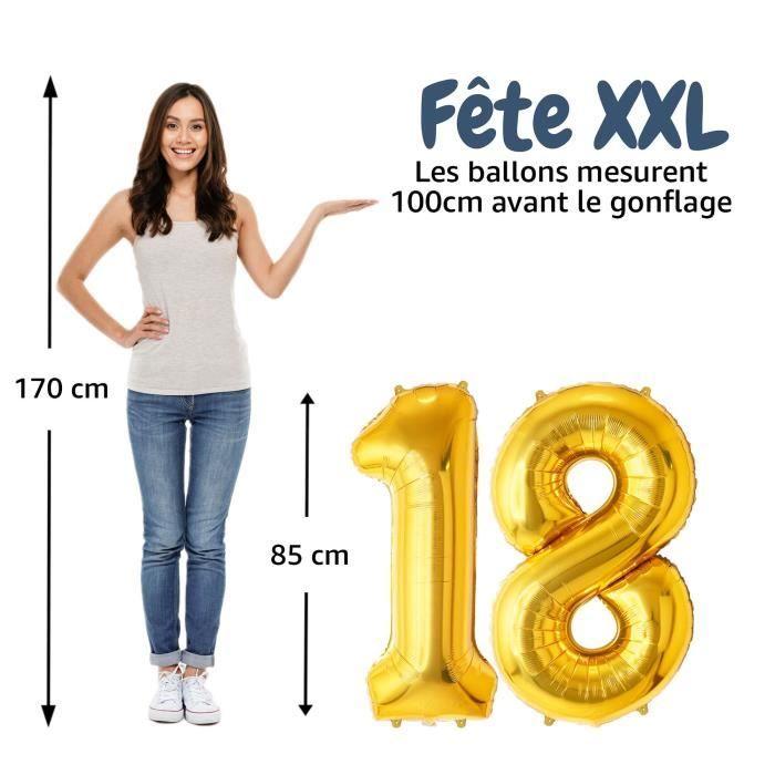 Ballon Chiffre - FUNFEST - 18 Ans - OR - 100cm - Aluminium Réutilisable
