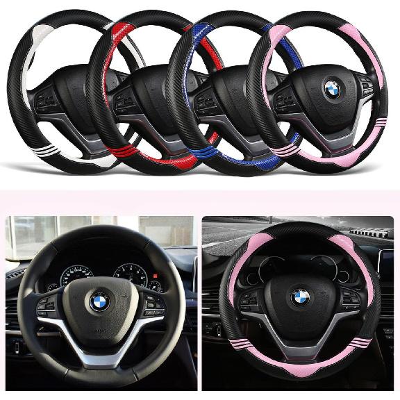 YUNZLAN Stylish Cute Cat Ear Steering Wheel Cover For Women Girl,Leather Auto Car Steering Wheel Cover Universal Fit 15 Inch Car Interior Accessories