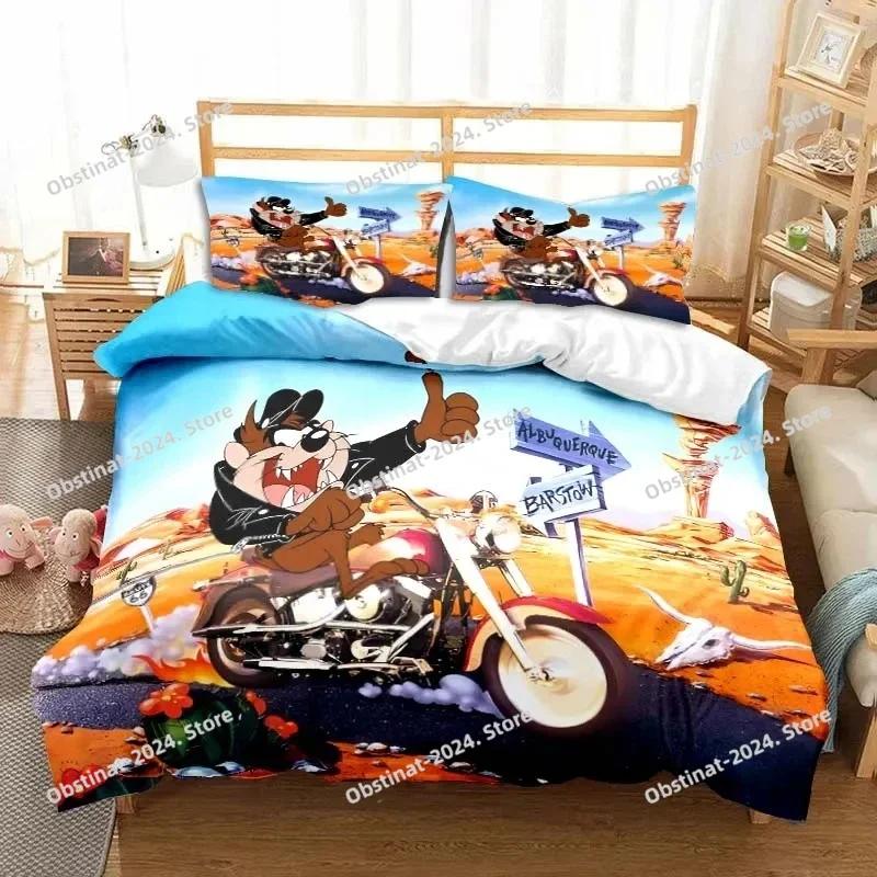 Set di biancheria da letto con stampa 3D del diavolo della Tasmania, completo di federa e copripiumino, morbido, per letto singolo, matrimoniale, queen size e super king size.