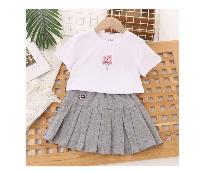 Girls' Summer Midi Pleated Skirt with Anti-Exposure Shorts