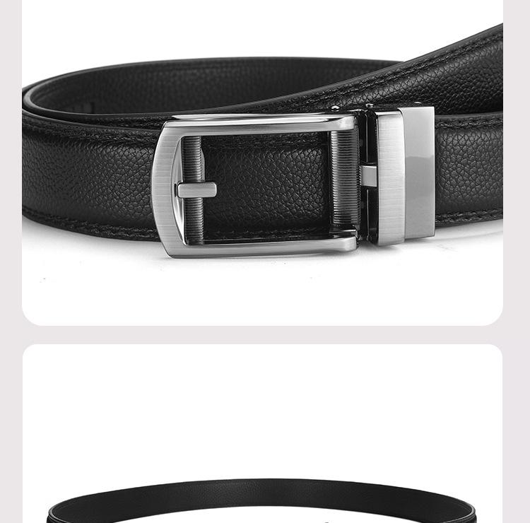Men's Faux Leather Belt with Automatic Alloy Buckle, Versatile for Suits and Jeans