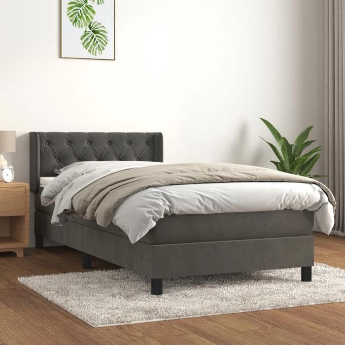 Maison Exclusive - Somier de láminas para cama y colchón Gris oscuro 80x200 cm Terciopelo