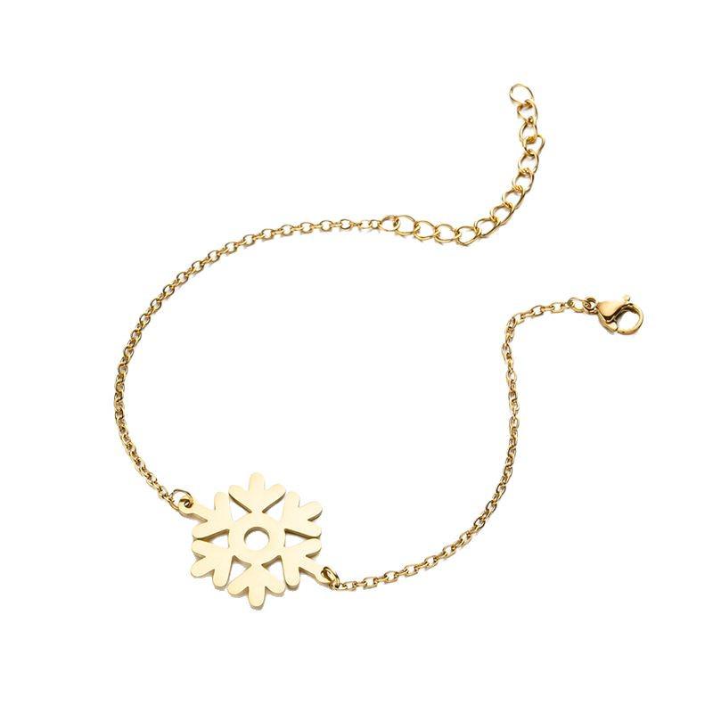 2025 Winter Luxury Snowflake Pattern Stainless Steel Pendant Bracelet for Girls
