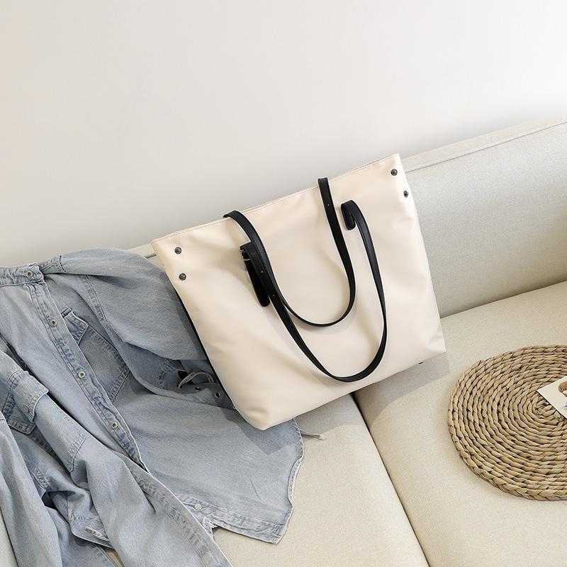 Oxford Women's Tote Bag Solid Color College Style Shoulder Bag Shopping Bag