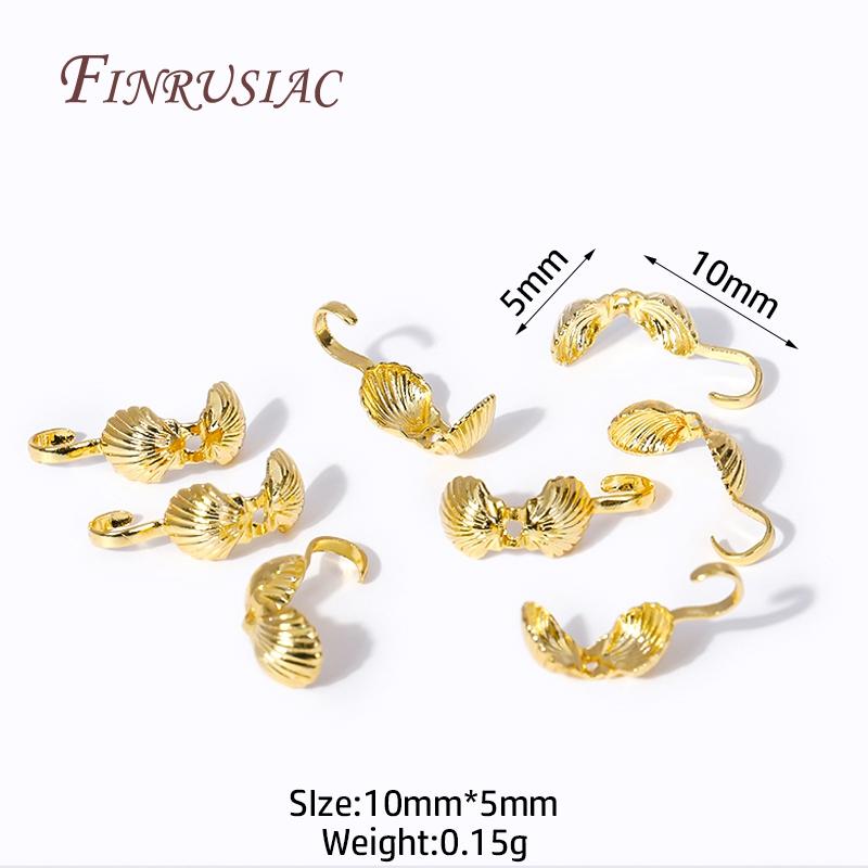 

18K Gold Plated Star Double-Cup Bead Tip, Brass End Crimps Beads Tips Covered Clasps Connector DIY Jewelry Findings Accessories 30 Pieces