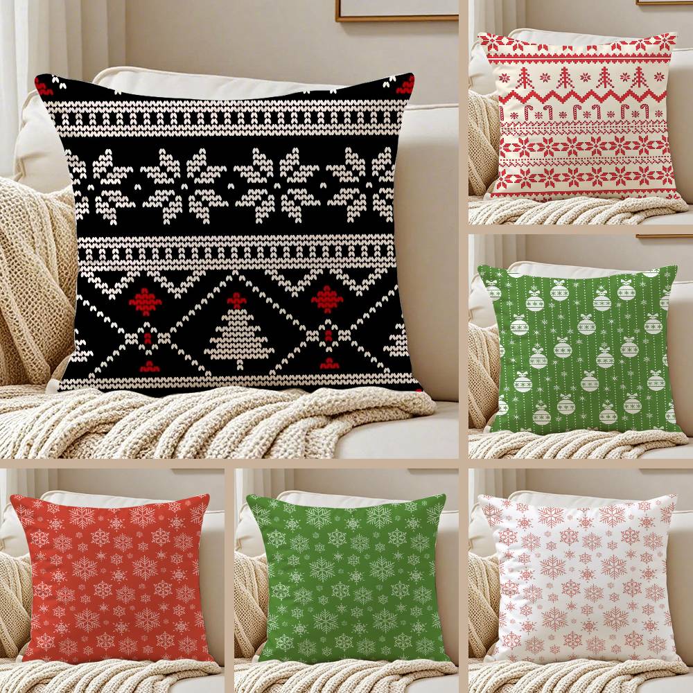 Weihnachts-Schneeflocken Kissenbezug Sofa und Wohnzimmer Dekorative Kissenbezüge Staubdicht und Milbendicht Unsichtbarer Reißverschluss