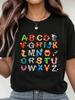 Women's ABCs Alphabet & Animals Learning T-Shirt - Best Mom Ever Suitable for Teacher Gifts, Mother'