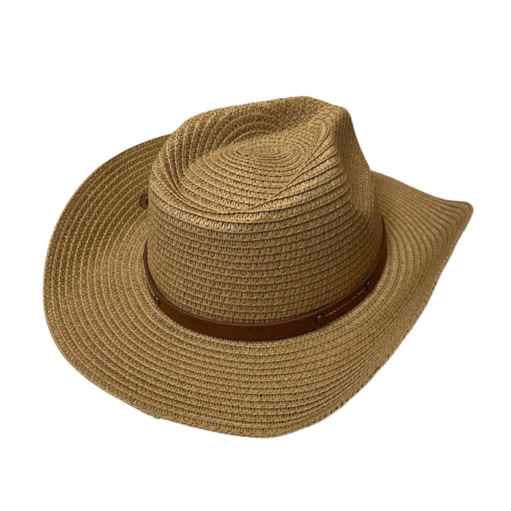 Paper Straw Sun Hat with Windproof Chin Cord Foldable Roll Brim Beach Vacation Hat For Women Daily Sun Blocking Headwear