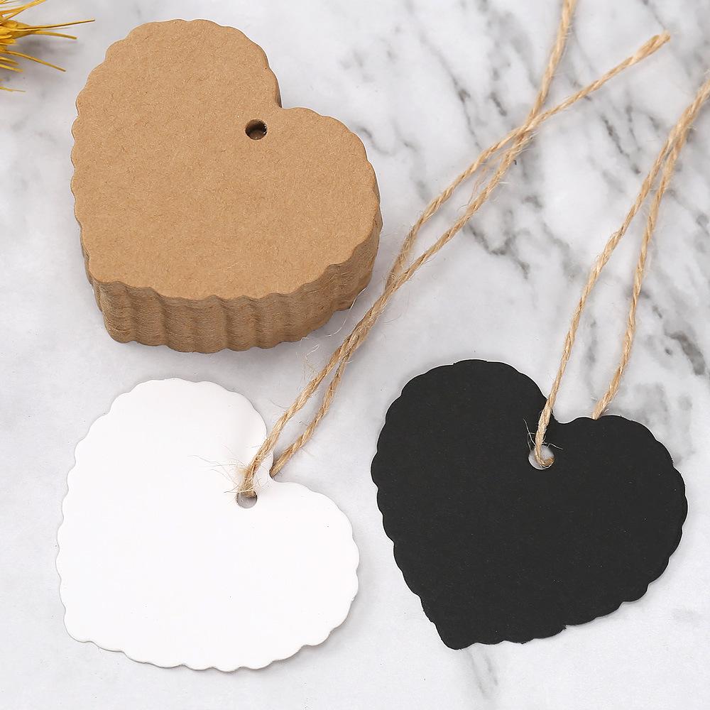 Heart-Shaped Retro Kraft Paper Gift Card - DIY Message Tag & Packaging Label