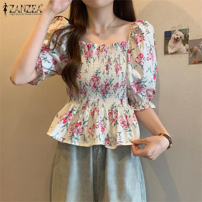 

ZANZEA Женская повседневная летняя туника с квадратным воротником и короткими рукавами