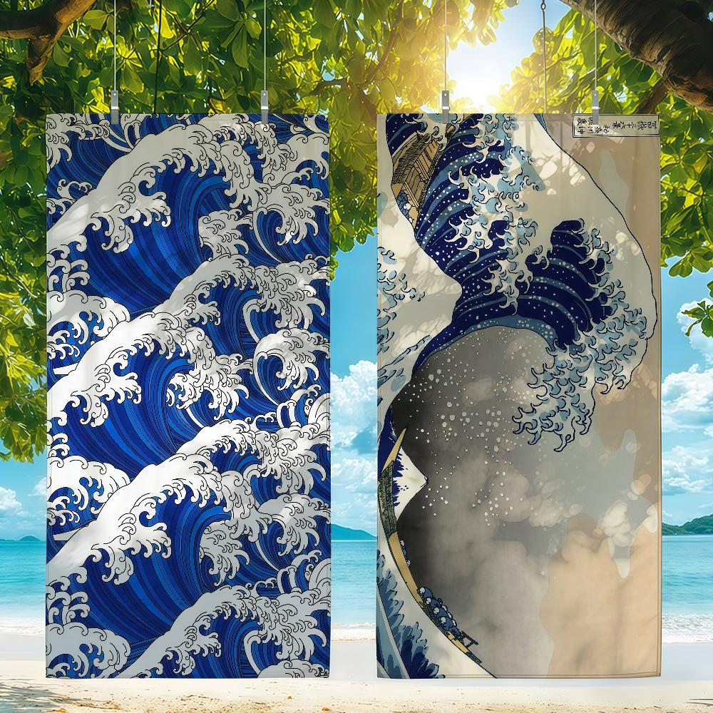 De Grote Golf bij Kanagawa Hokusai Handdoek Sneldrogende Strandhanddoeken Zijn Geschikt Voor Zwembaden Kamperen Yoga En De Sportschool
