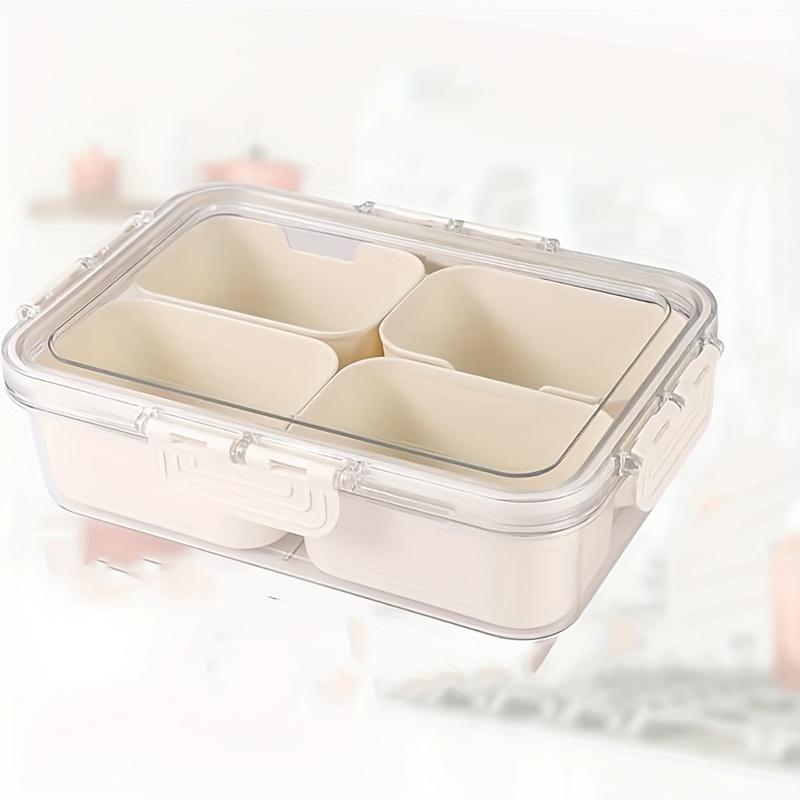 Snackle Box Container Lid with 4 Compartment with Lid Portable Divided Serving Tray for Parties Sweets Vegetables Biscuits Nuts