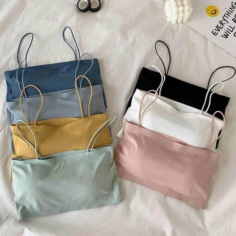 Korean Style Summer Ice Silk One-Shoulder Camisole with Anti-Exposure Back